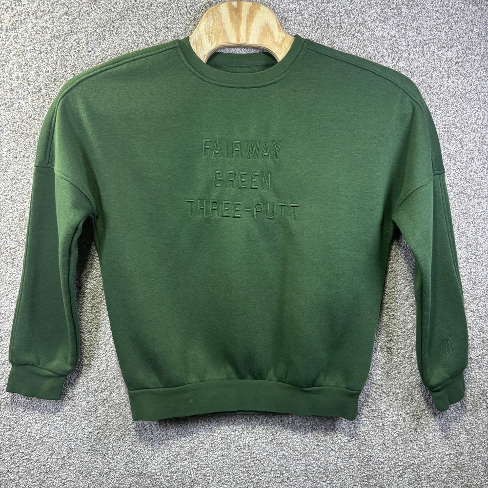 Waggle Sweatshirt Mens Small Green Fairway Green Three-Putt Golf Fleece Crewneck